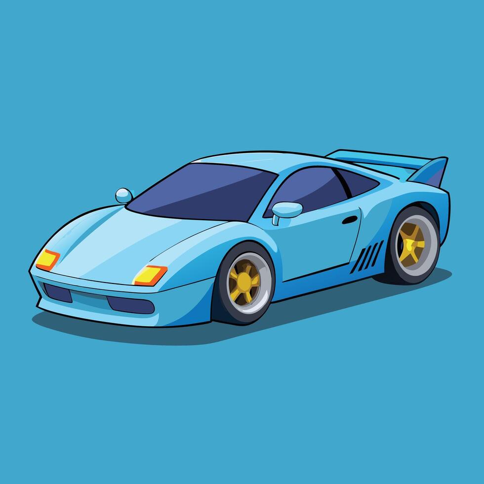 Cartoon Styled Light Blue Racing Car vector