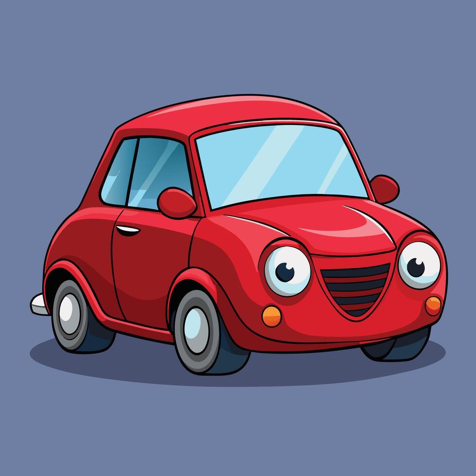 Cartoon Red Car With Big Eyes vector