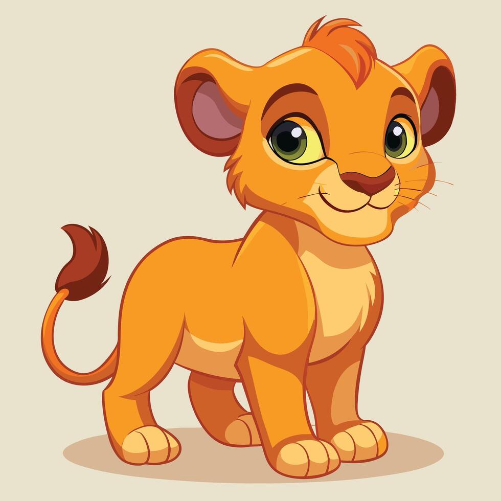 Cute Cartoon Lion Cub Standing Portrait vector