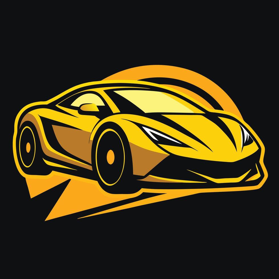 Yellow Sport Car On Black Background vector