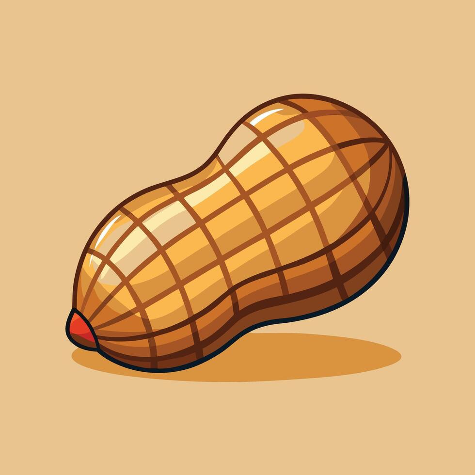 Cartoon Peanut Illustration On Neutral Background vector