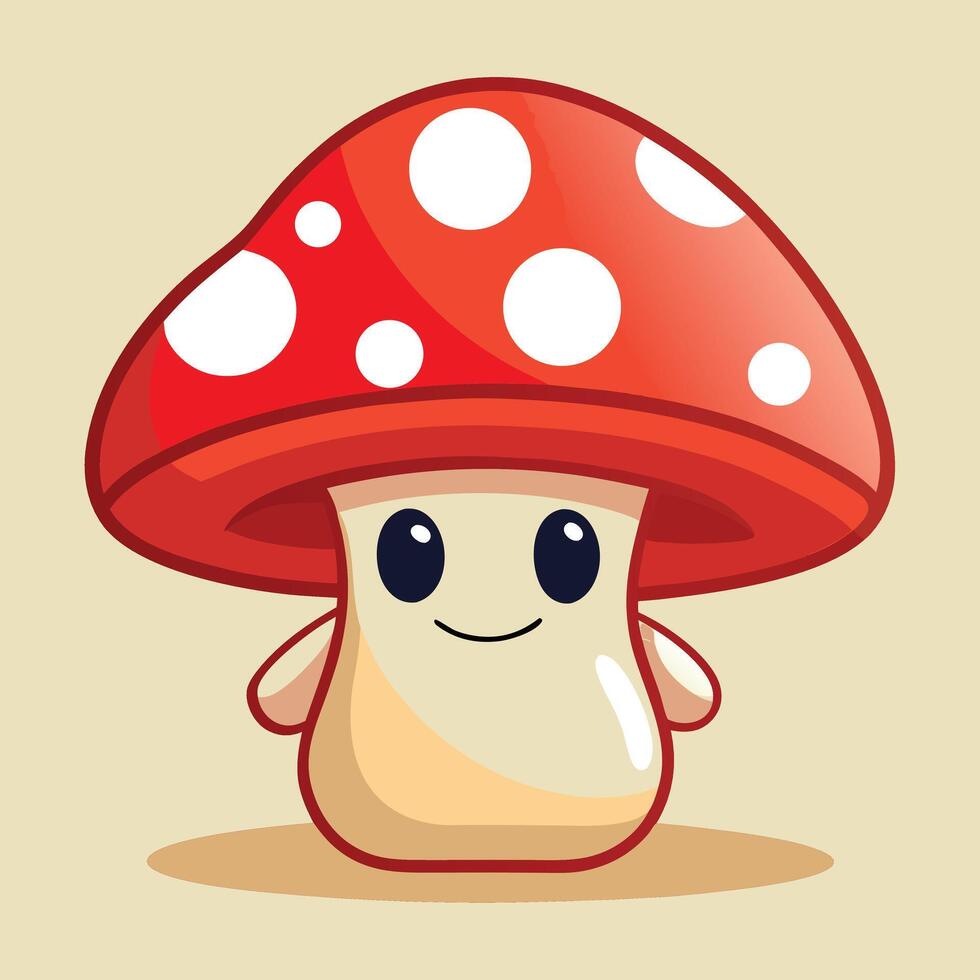 Cartoon Mushroom Character Smiling Illustration vector