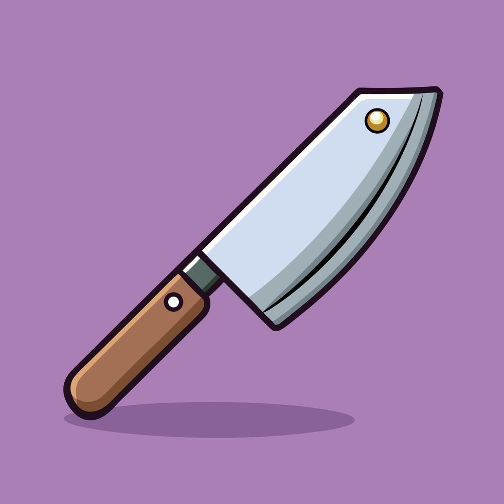 Cartoon Chef Knife On Purple Background vector