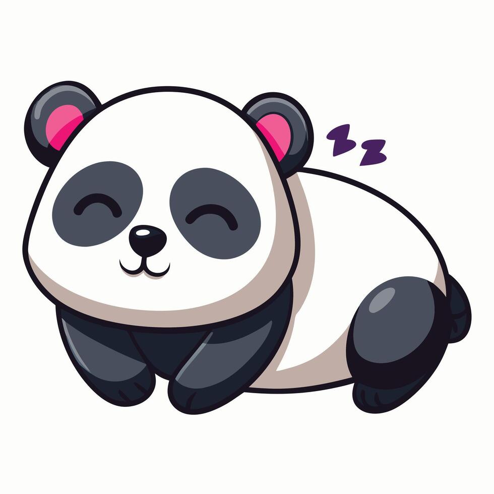 Cartoon Panda Sleeping Relaxing Cute Animal vector