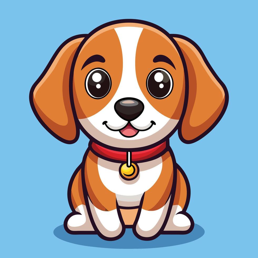 Cartoon Puppy Dog Sitting With Collar vector