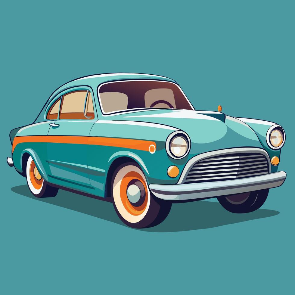 Retro Cartoon Classic Car Illustration Art vector
