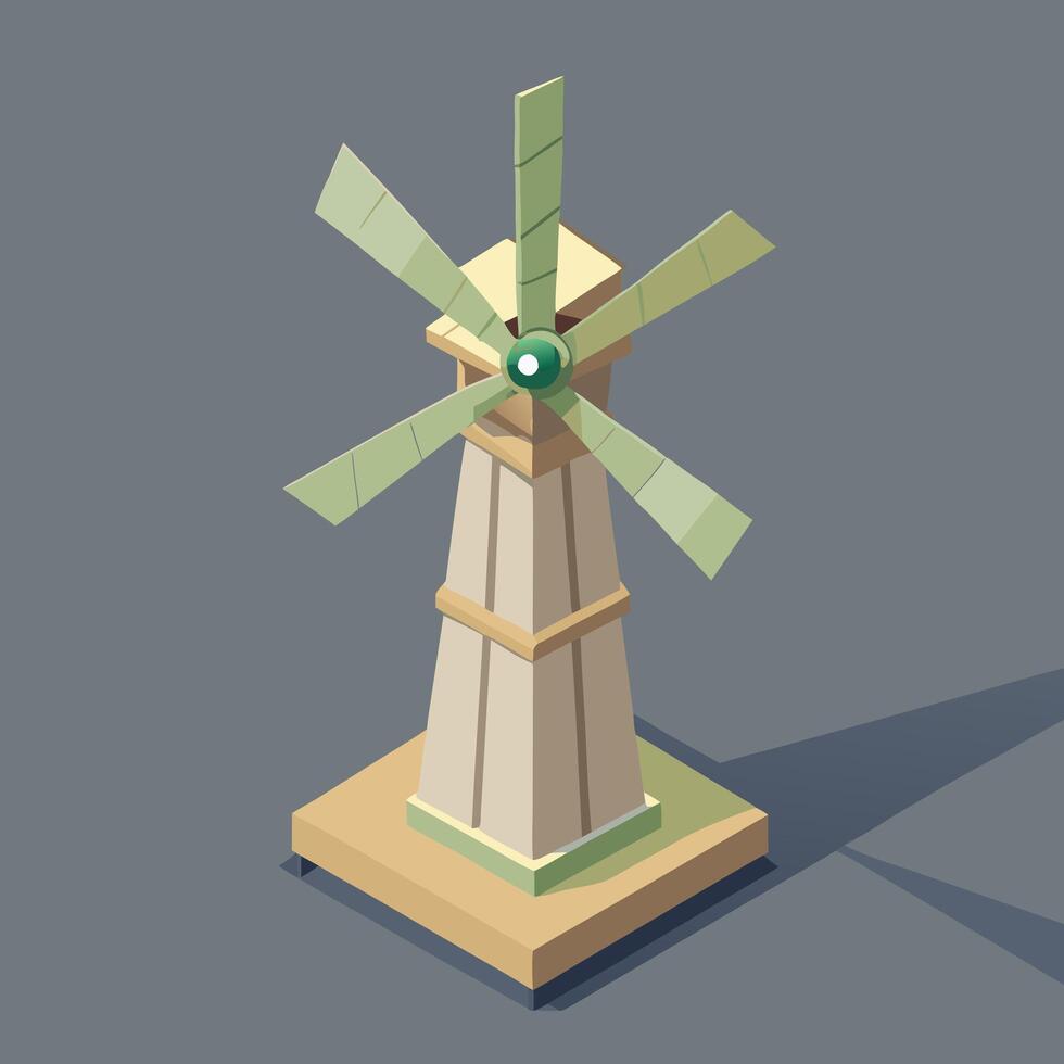 Isometric Cartoon Windmill Illustration Simple vector