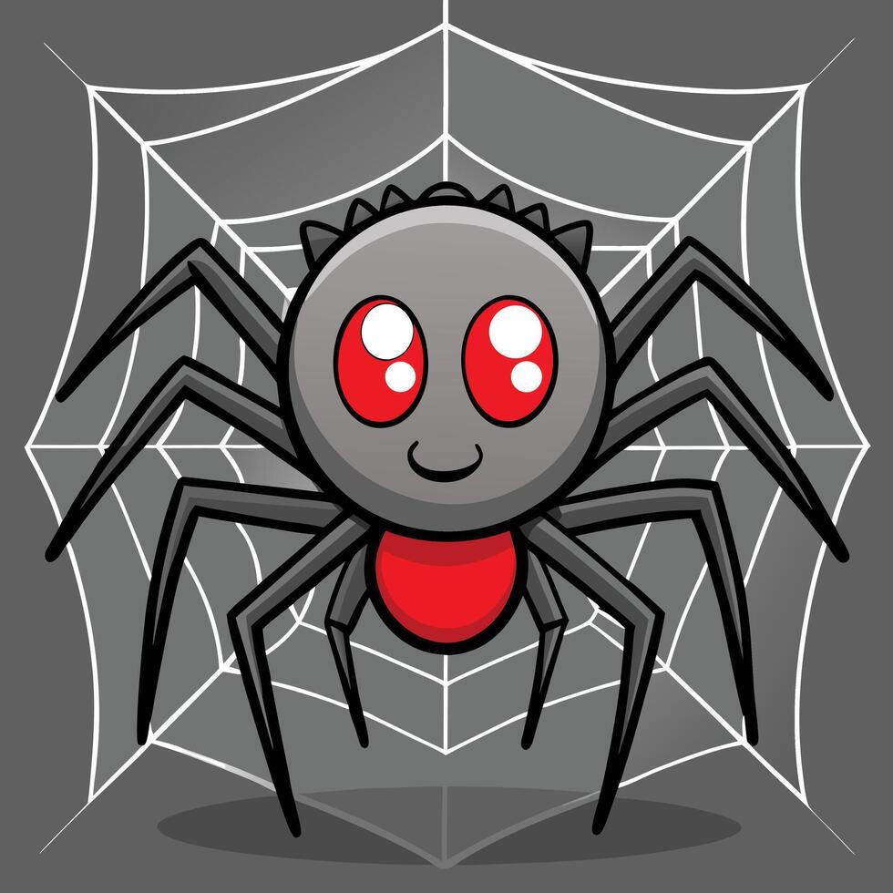 Cartoon Spider Illustration With Web Background vector