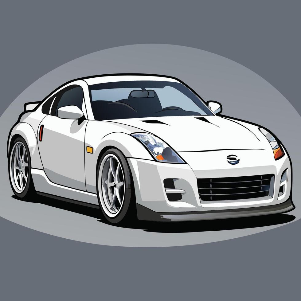 White Sports Car Illustration Stylish Vehicle vector