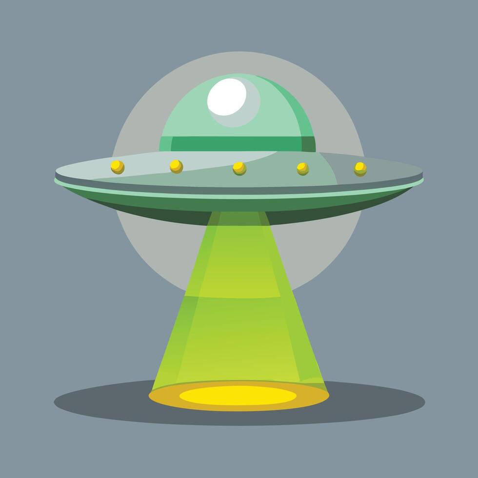 Illustration Of A Cartoonish Ufo Shining Light vector