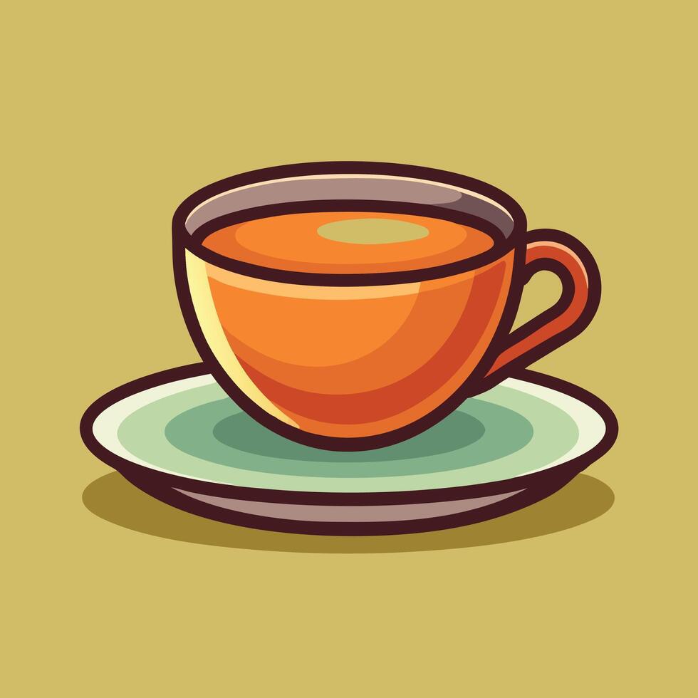Cup Of Tea On Plate Illustration vector