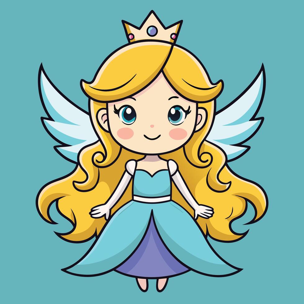 Cute Princess With Wings Illustration vector