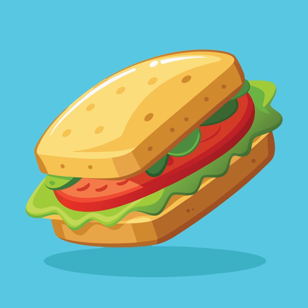 Delicious Fresh Sandwich On Blue vector