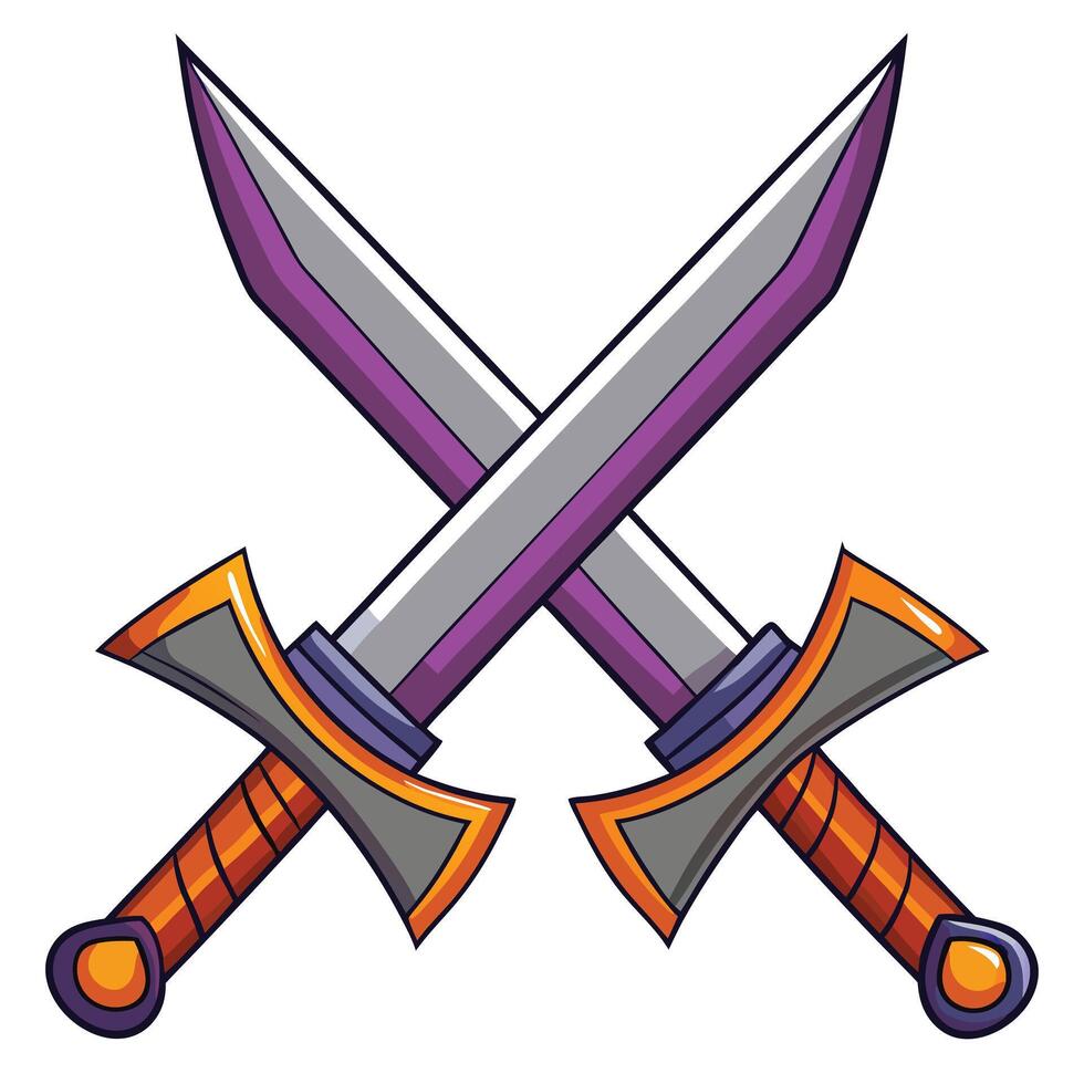 Cartoon Crossed Swords Fantasy Element Illustration vector