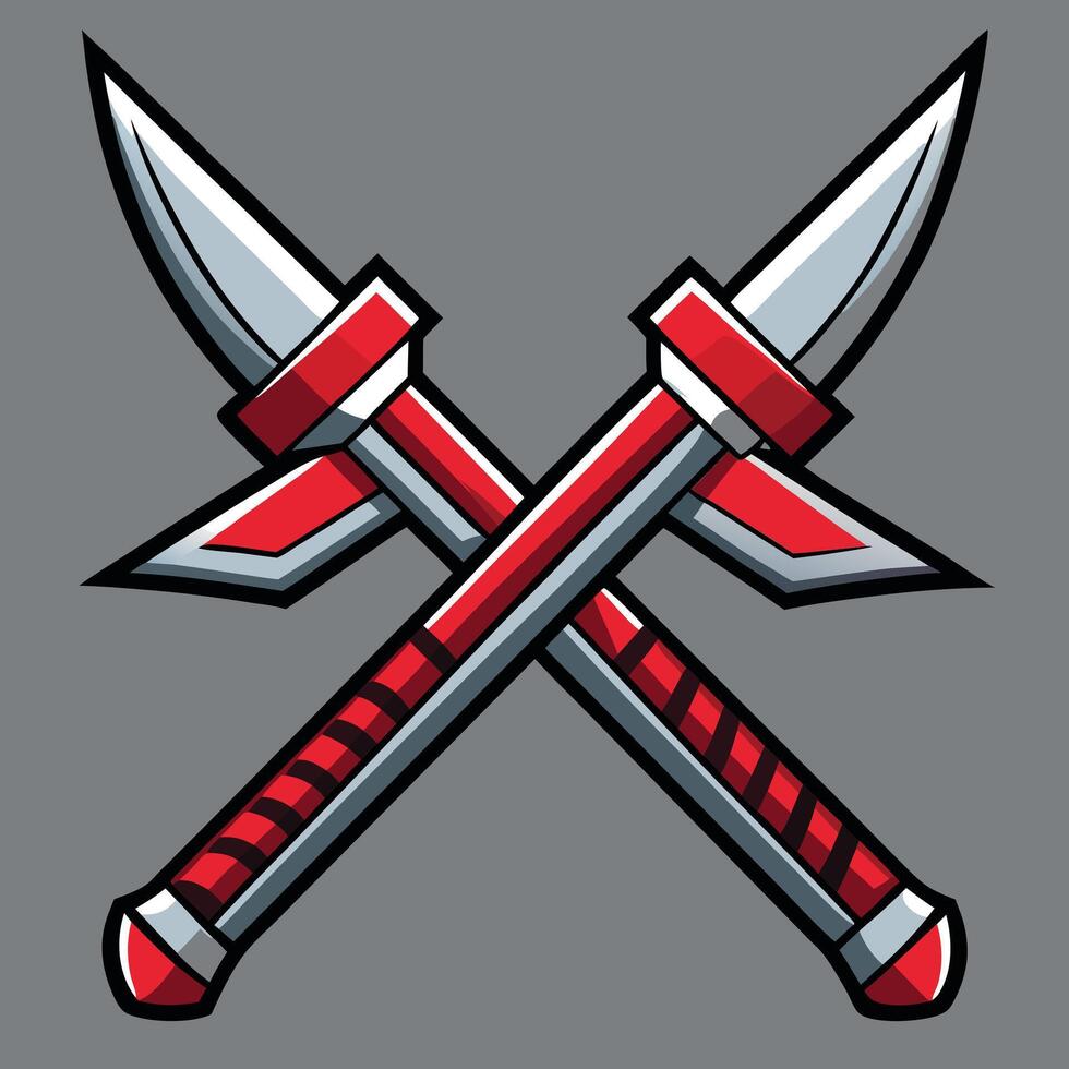 Crossed Swords Comic Style Red And White vector
