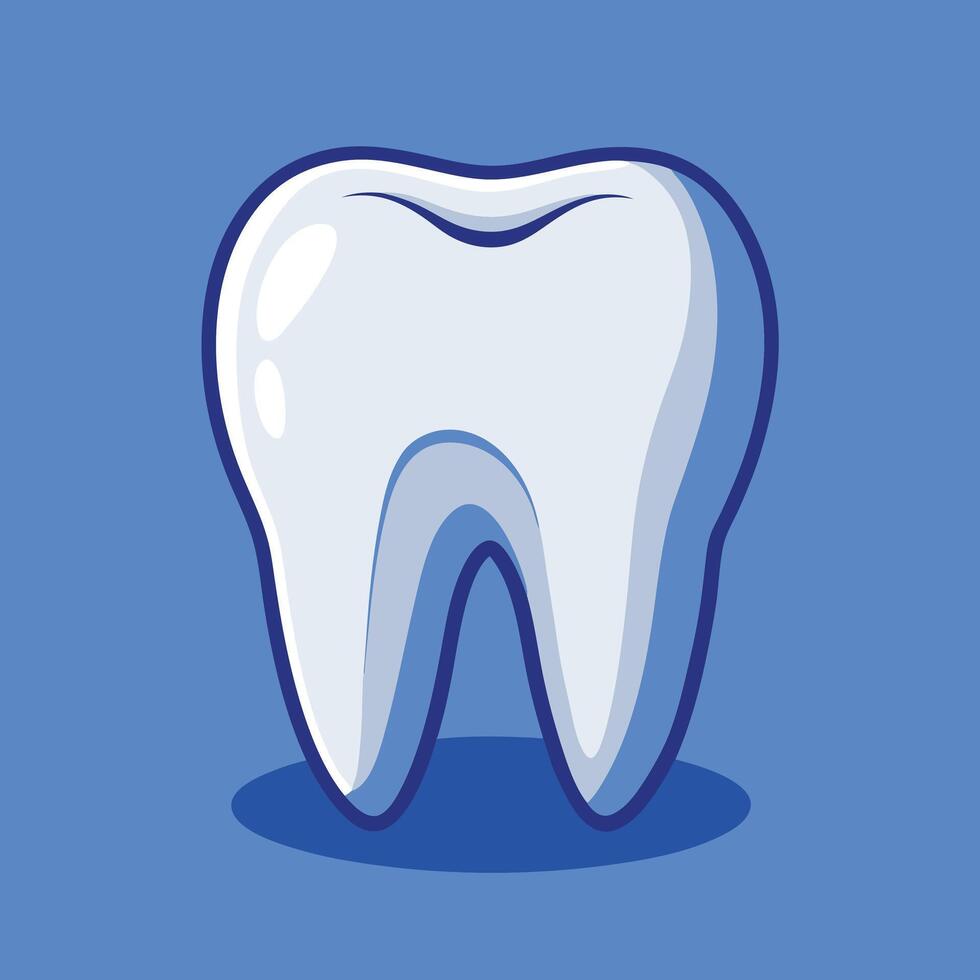 Cartoon Molar Illustration On Blue Background vector