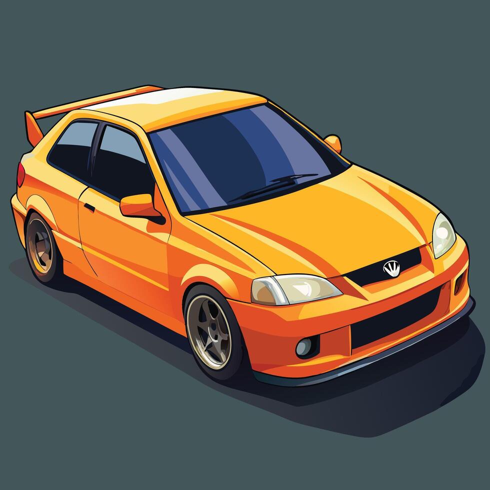 Orange Custom Tuned Car Illustration vector