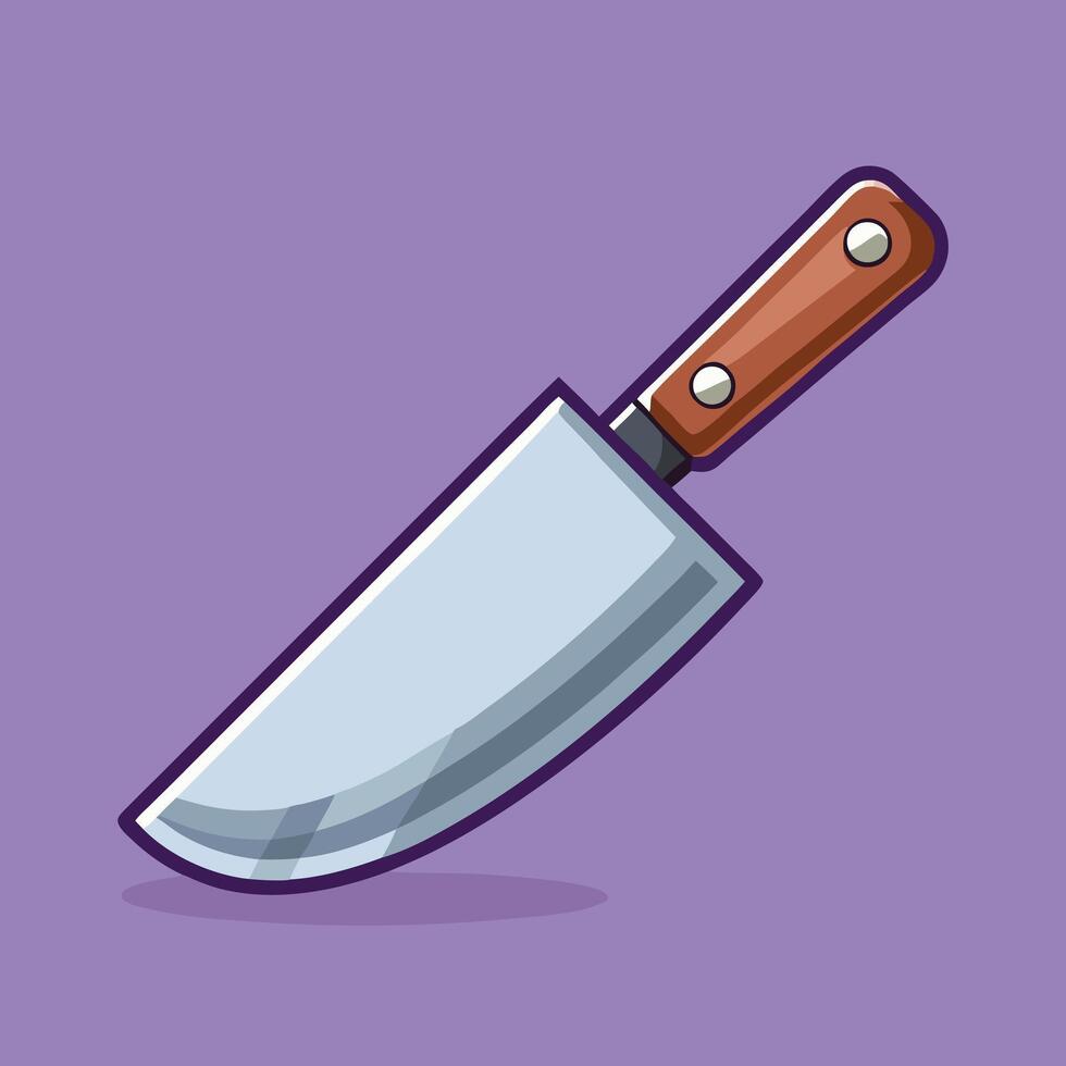 Cartoon Cleaver Knife On Violet vector