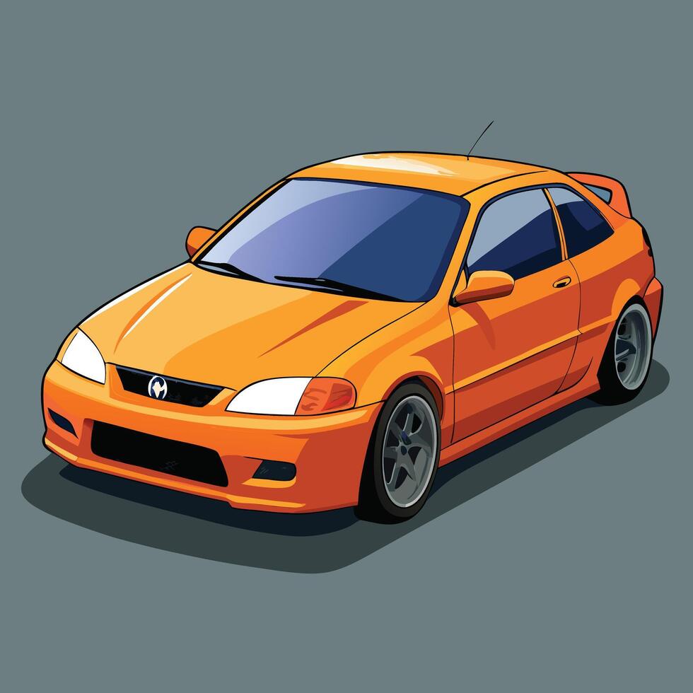 Orange Sports Car Illustration Front View vector