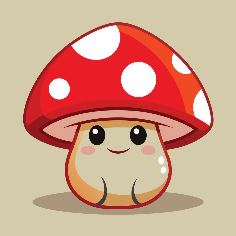 Cartoon Mushroom With A Happy Face vector