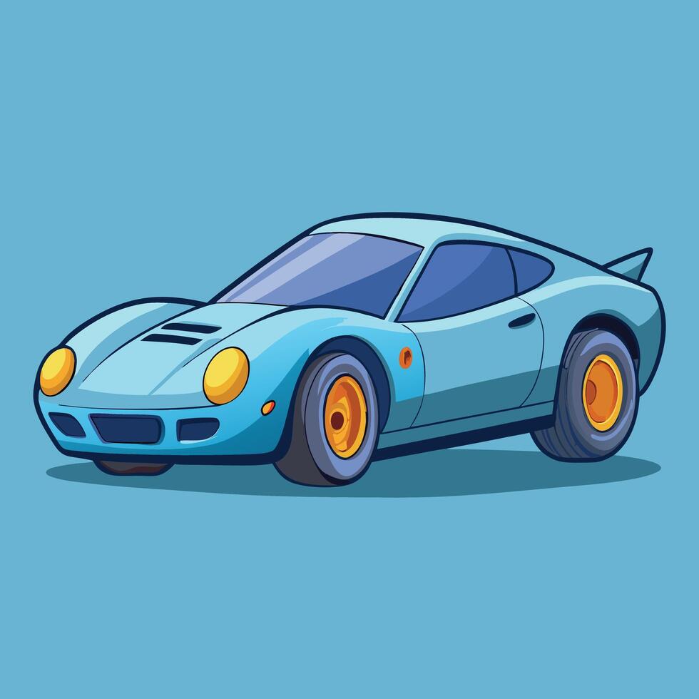 Blue Sport Car Cartoon Illustration vector