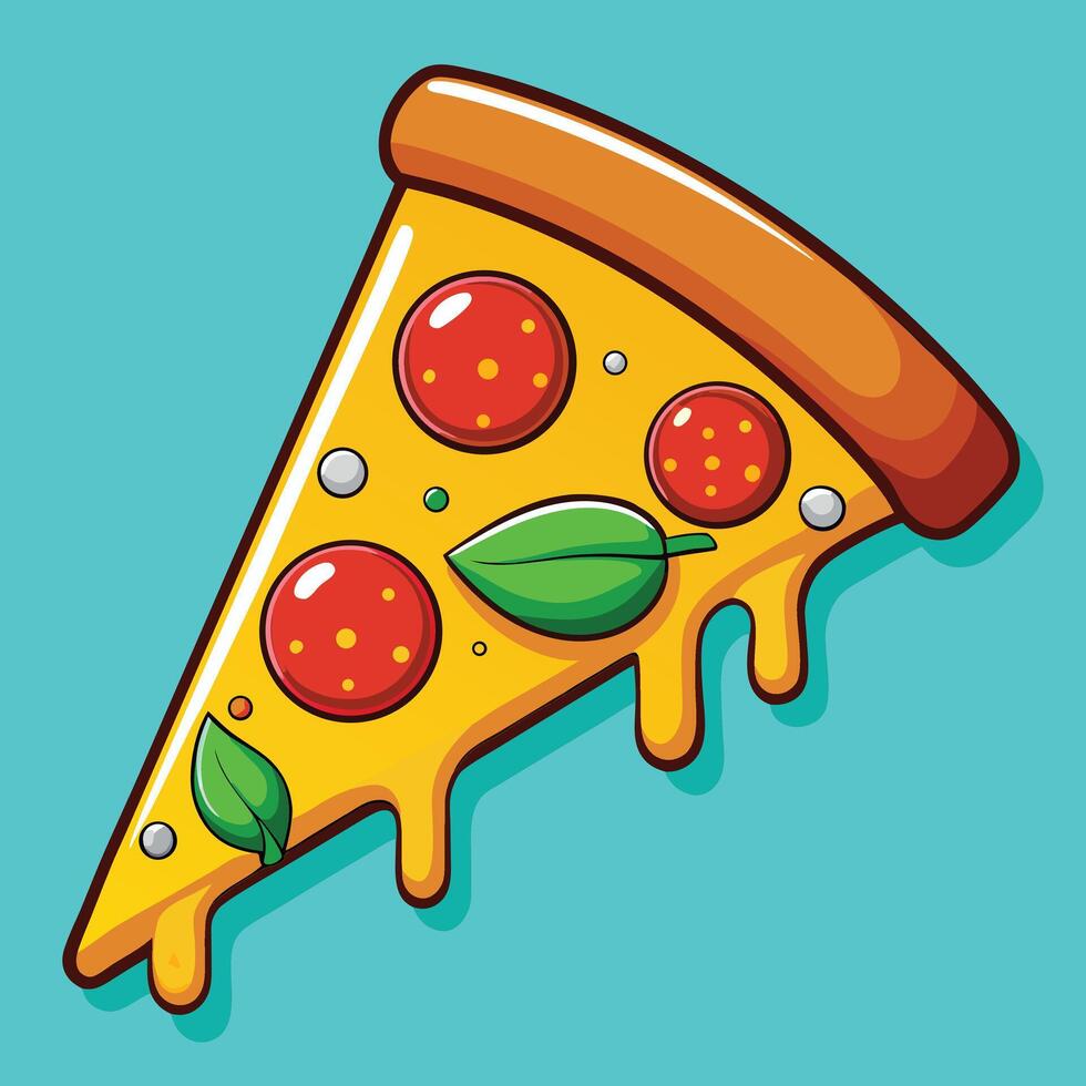 Pepperoni Pizza Slice With Melting Cheese vector