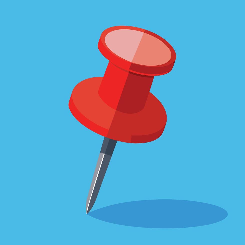 Red Push Pin On A Blue Background vector