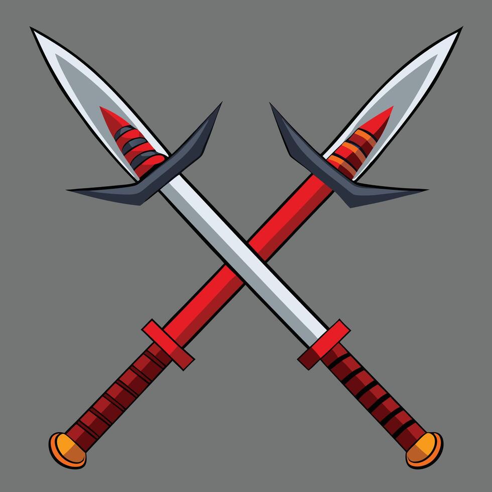 Two Crossed Swords Cartoon Illustration Design vector