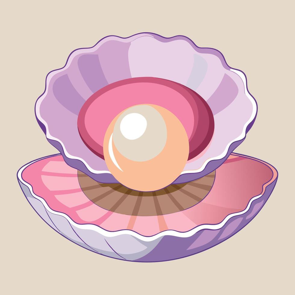 Open Seashell With A Single Pearl vector