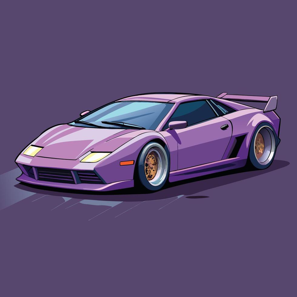 Retro Purple Supercar Cartoon Illustration vector