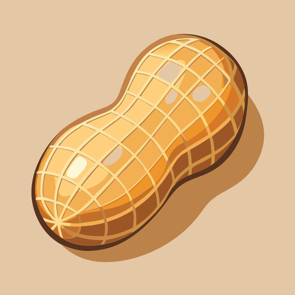Stylized Peanut Illustration Isolated On Beige Background vector