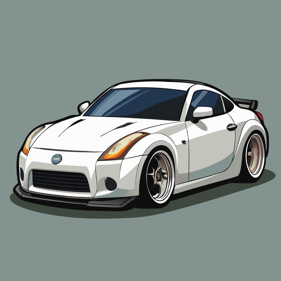 White Sports Car Illustration Design vector