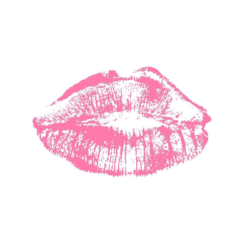 bright pink lipstick kiss print. vector