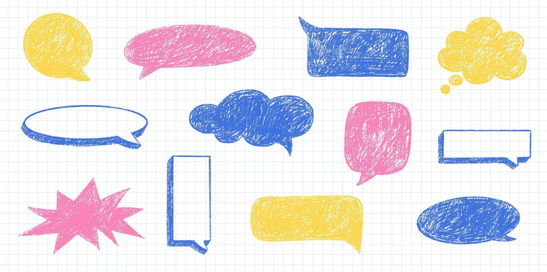 Crayon Speech Bubble Frames vector