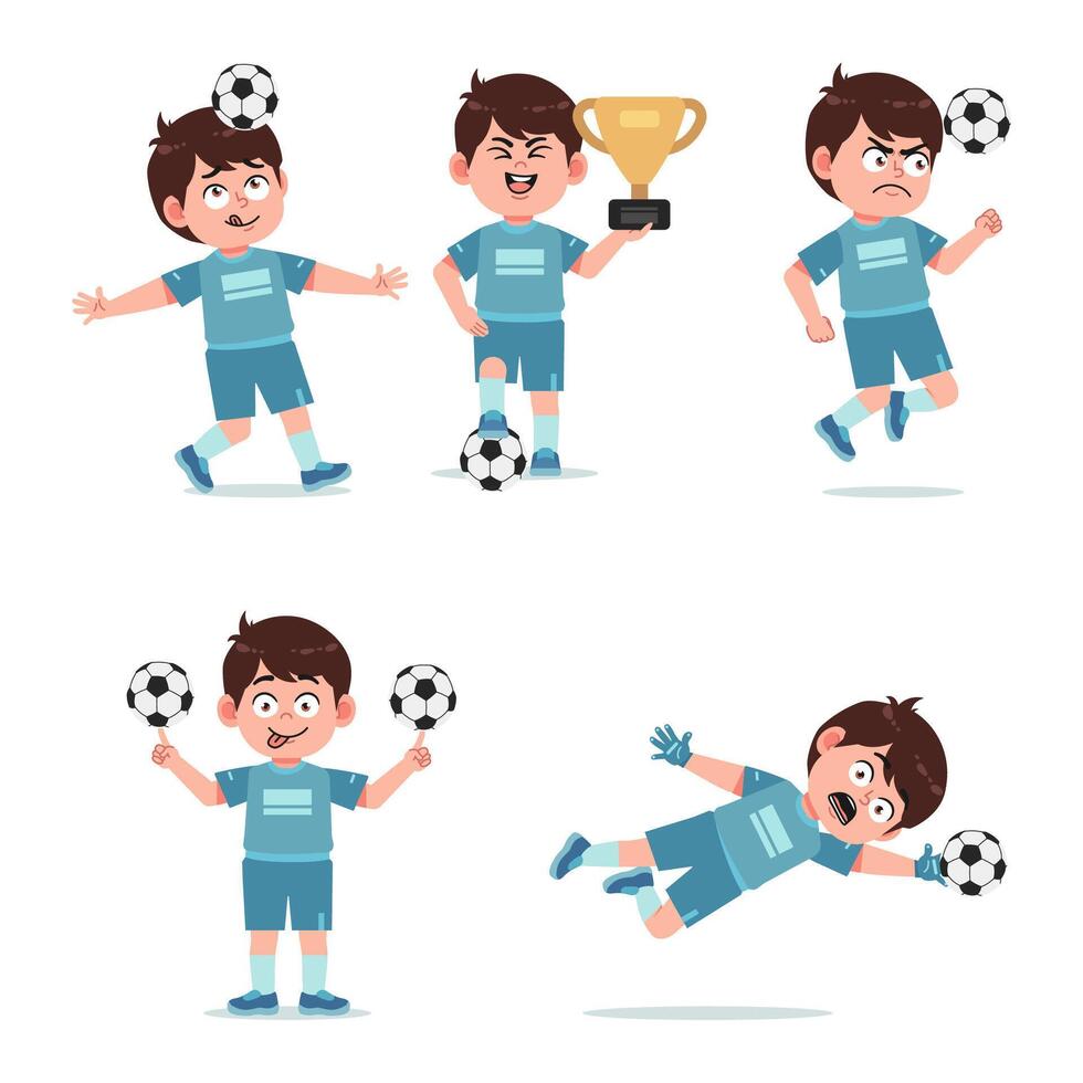 Cartoon Character Playing Football collections vector