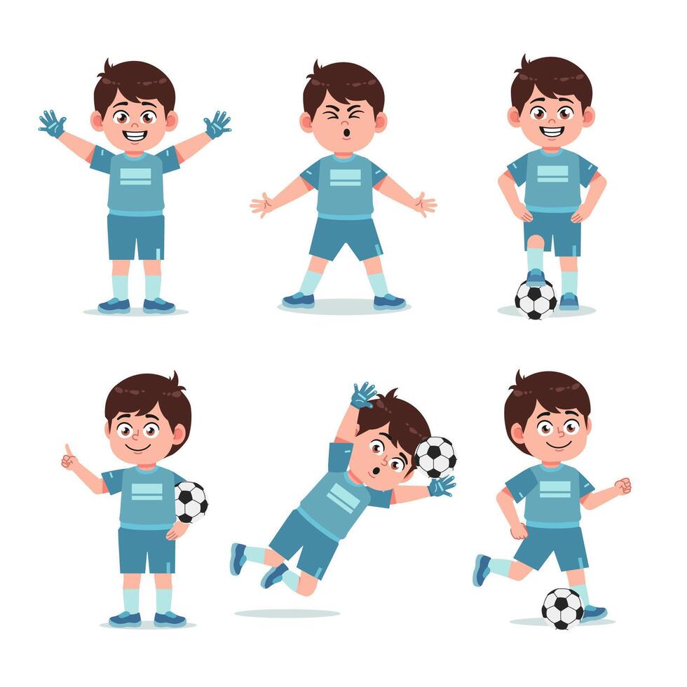 Boy Cartoon Character Playing Football vector