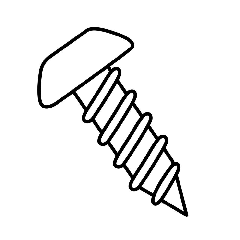 Screw, hand-drawn doodle illustration, black outline. vector