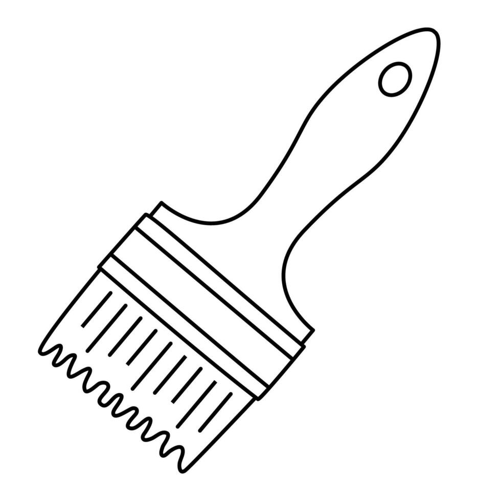 Hand drawn doodle wide flat paintbrush, illustration, black outline. vector