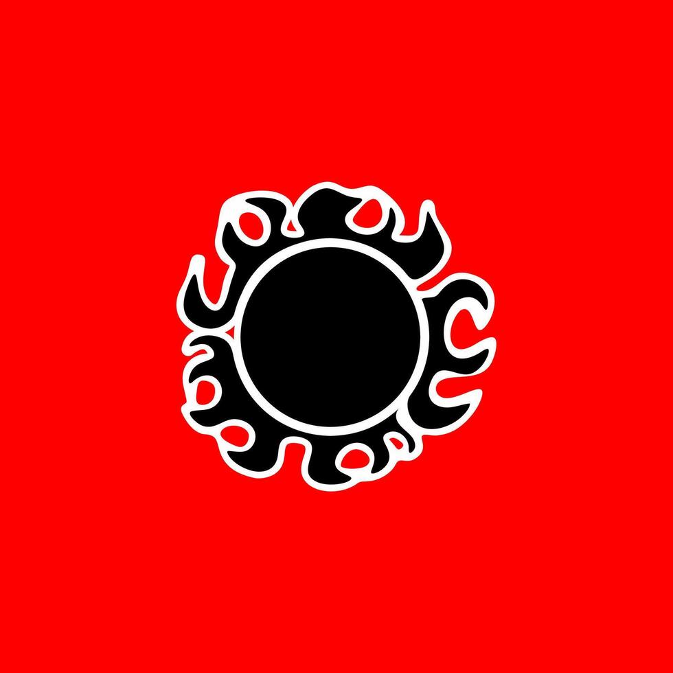 Flaming Sun Symbol Sticker. Abstract Fire Emblem Design vector