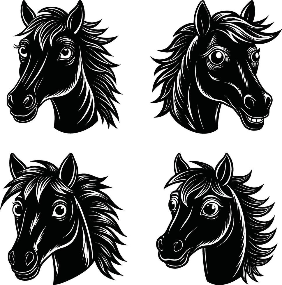 Black and white horse head graphic vector