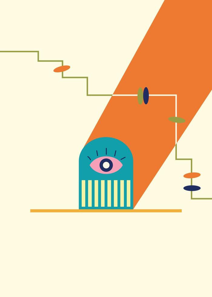 Abstract Geometric Design with Eye and Orange Light vector