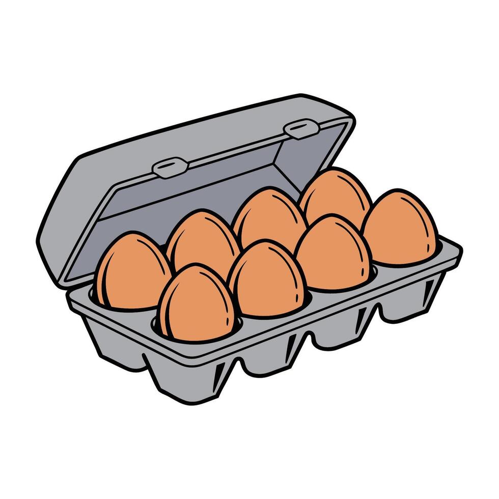Eggs in a carton on a white background vector