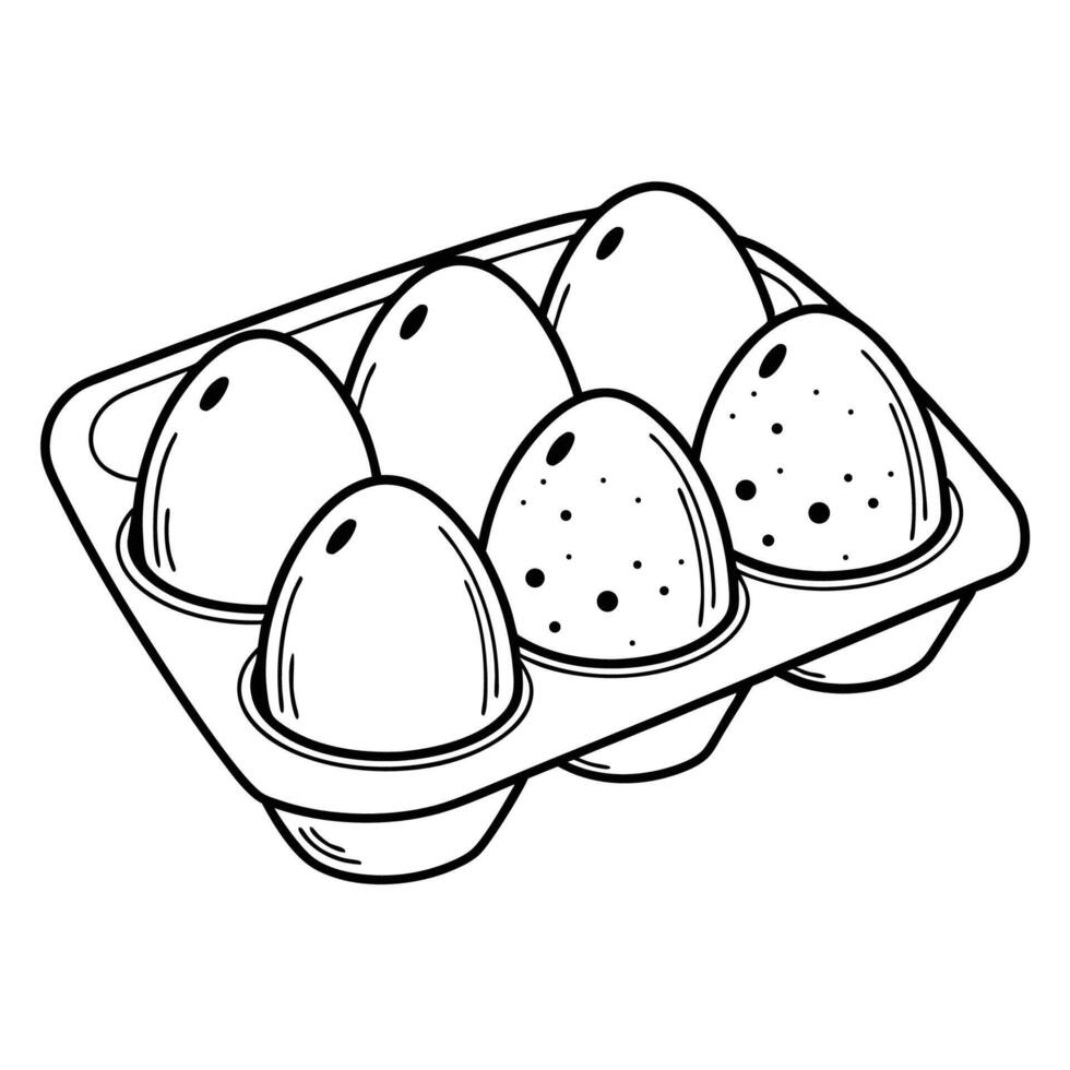 Eggs in a tray coloring page vector