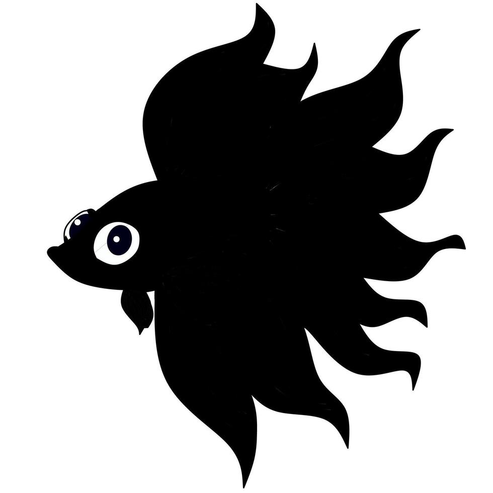 Silhouette of a betta fish with elegant, flowing fins. A minimalist and artistic representation of the popular aquarium fish, perfect for logo design, tattoo art, decals, and decorative purposes vector