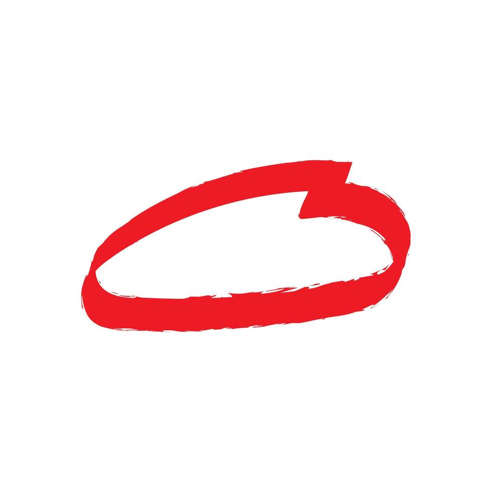 Red circle stroke with pencil texture. abstract red ink circle sketch vector