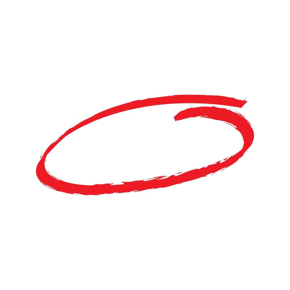 Red circle scratch mark on notebook note. rough sketch of circle vector