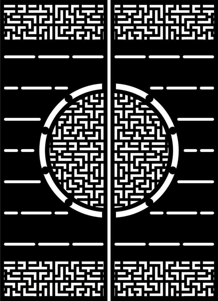 Decorative Chinese Door with Intricate Geometric Pattern vector