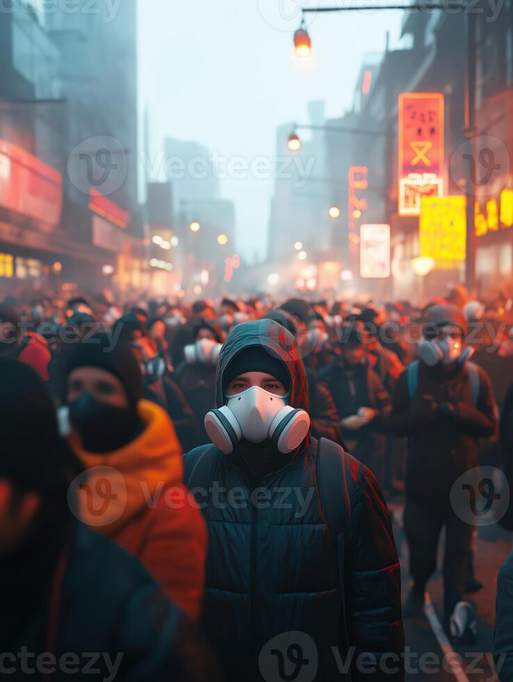 Urban Congestion Highlighted by Visible Exhaust and Smog photo