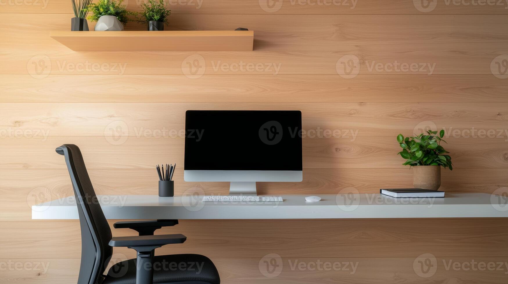 Modern Minimalist Office Warm Ambiance photo