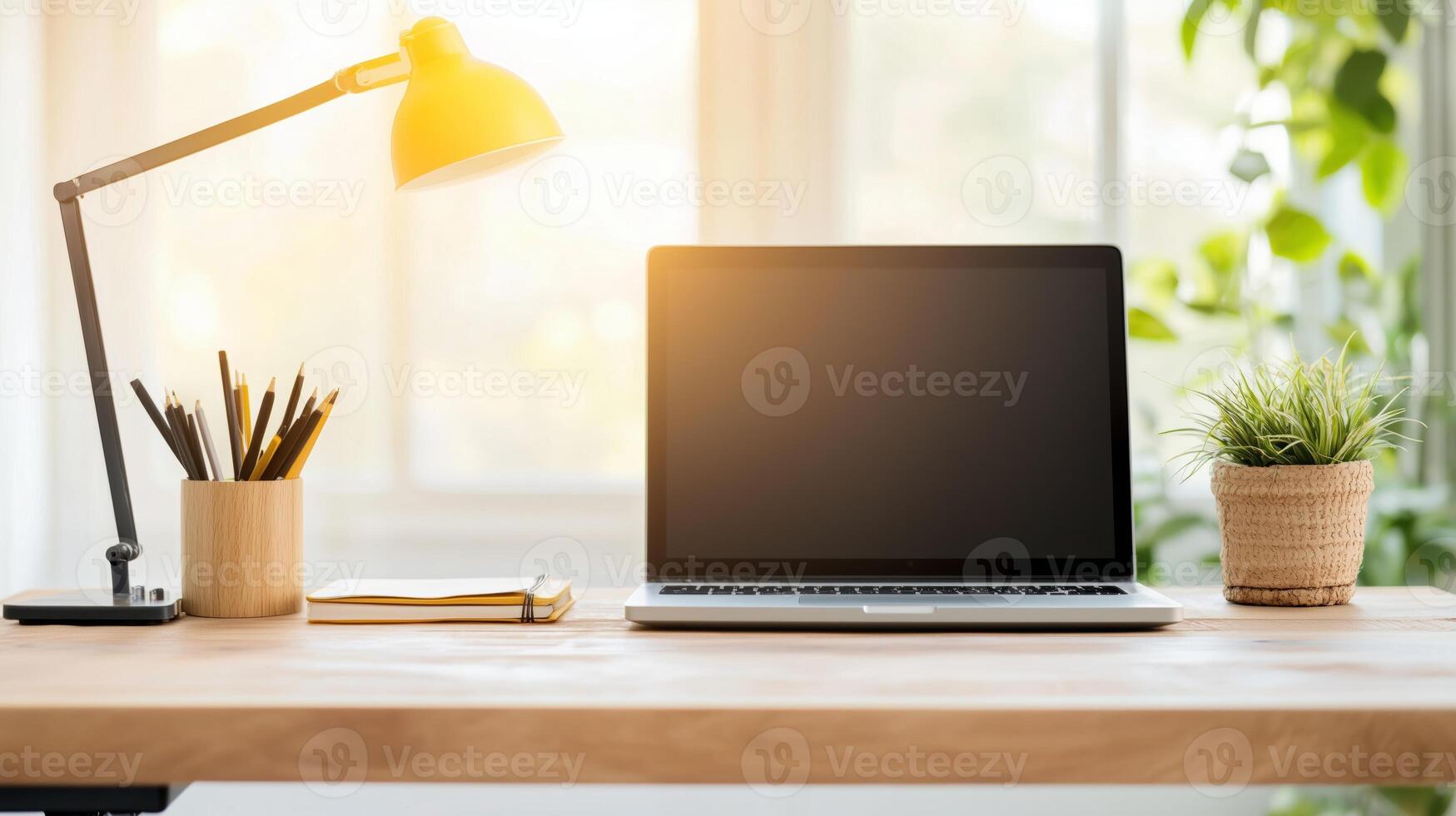 Sunlit Corner Workspace View photo